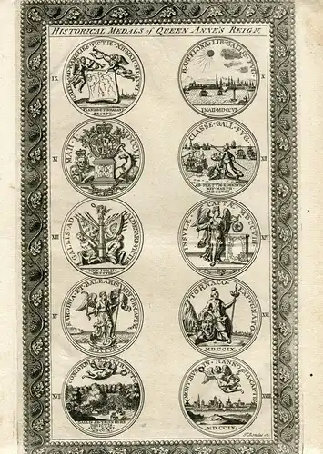 Historical Medals Of Queen Annes's Reign Gravierkunst Bei John Bowles. Jh