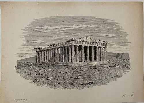 Gravierkunst Partenón. Athen Bei R. Fernandez