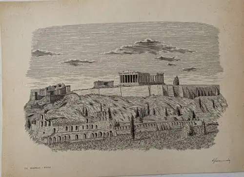 Atenas. The Acropolis. Gravierkunst Bei R. Fernandez