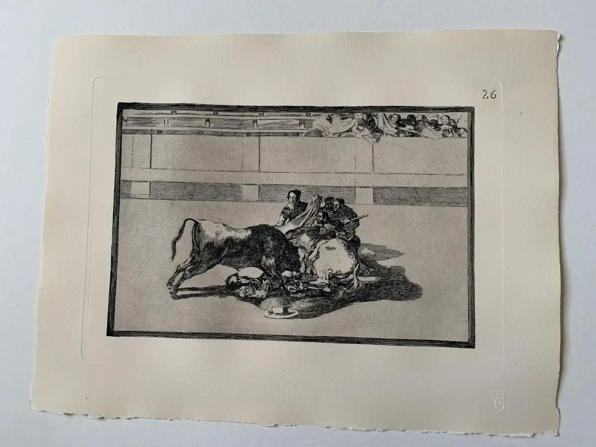 Goya. Stierkampf 26. Haarausfall De Ein Hauer De Ihr Pferd Unten Von Toro