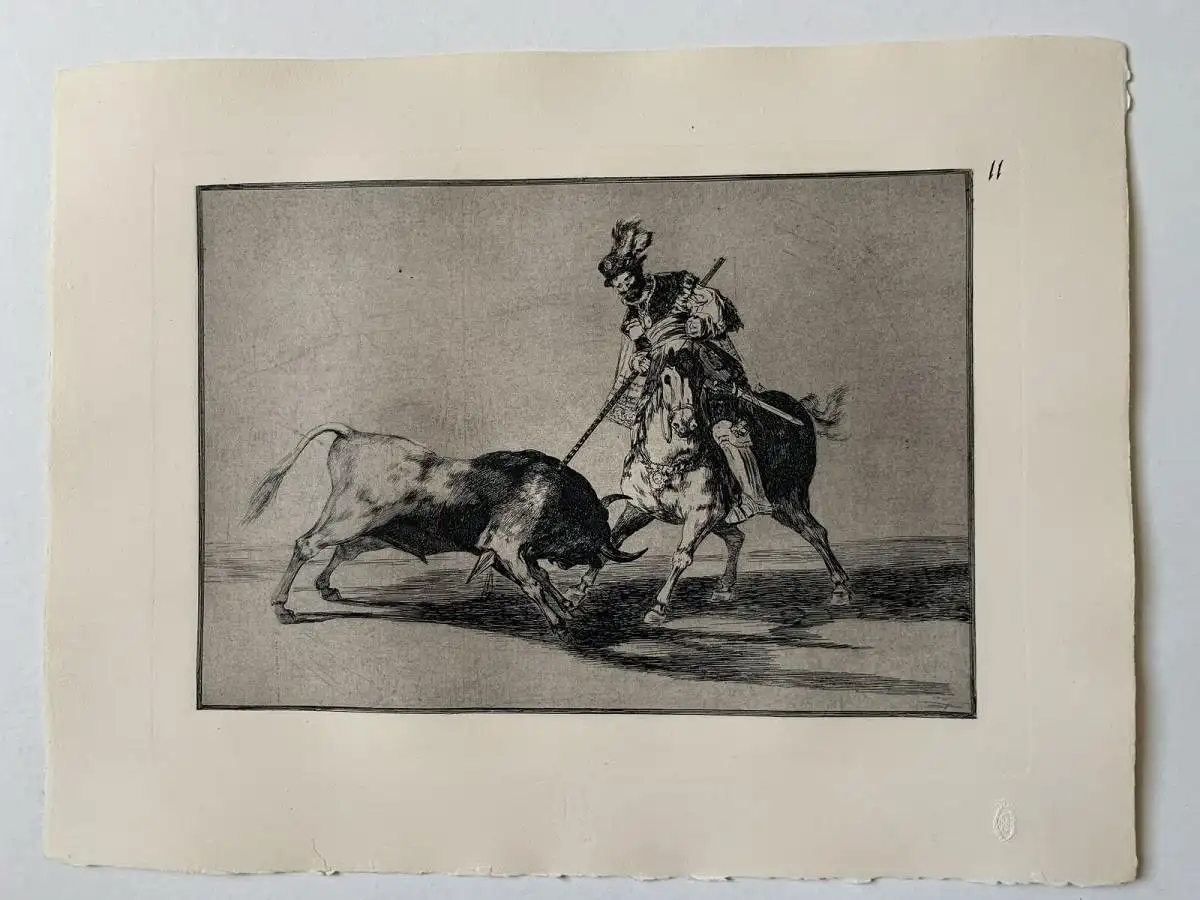 Gravierkunst Nr 11 von Der Stierkampf De Goya. Cid Schwerter Lanceando Anderen