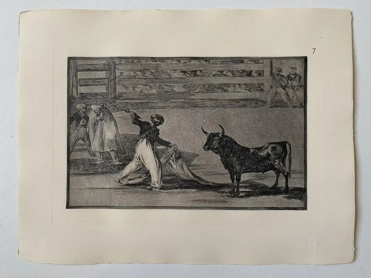 Gravierkunst Nr 7 von Der Stierkampf De Goya. Herkunft Die Arpones O Banderillas