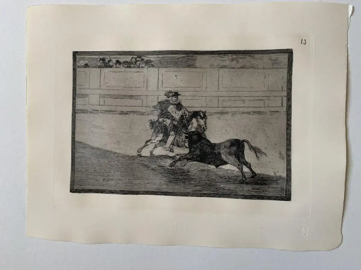 Goya. Stierkampf 13. Ritter Spanisch Quebrando Rejoncillos Ohne Pannenhilfe