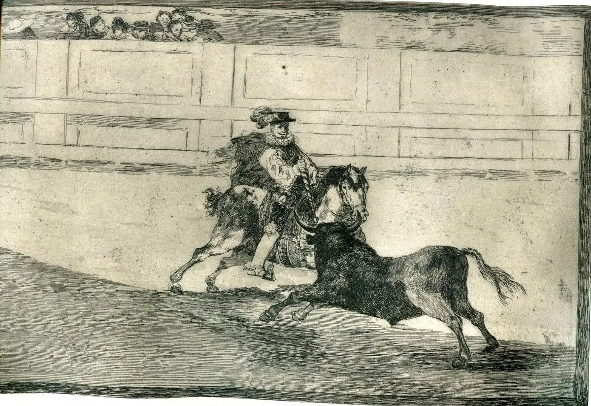 Goya. Stierkampf 13. Ritter Spanisch Quebrando Rejoncillos Ohne Pannenhilfe