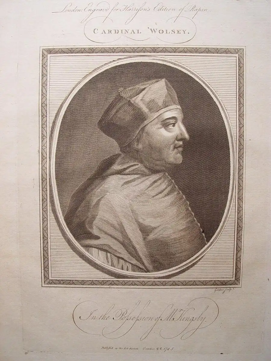 Cardinal Wolsey. Gravierkunst Bei John Goldar (Oxford, 1729- London, 1795)