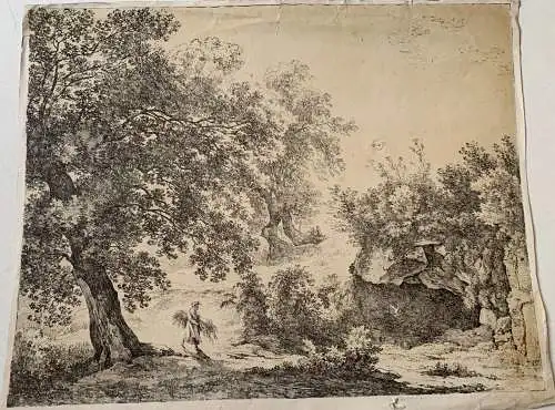 Landschaft Mit Arbolado. Lithographie Evtl. Auch Hollandrad