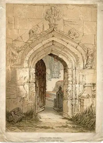 Stratford Church Innen Seen From The Door, Lithographie Bei Charles Knight