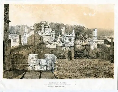 Haddon Hall View From The Roof Of Entrance Tower Lithographie Bei S.Rayner
