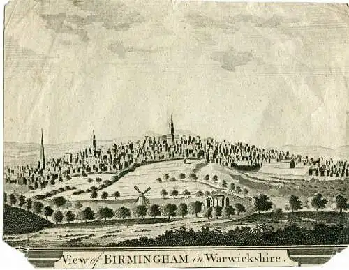 View Of Birmingham IN Warwickshire Gravierkunst Erschienen Bei Alex Hogg IN 1784
