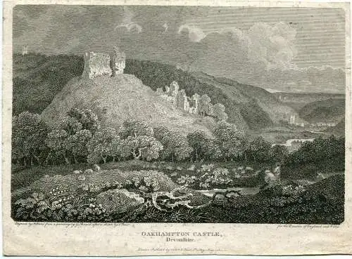 Oakhampton Castle Gravierkunst Bei A.Birrell De Einer Malerei De G.Arnald