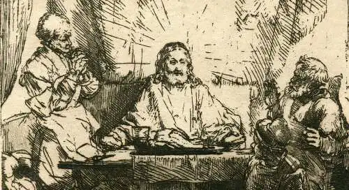 Christus IN / Auf / Im Emaus Heliograbado Bei Amand Durand Kopie De Rembrandt