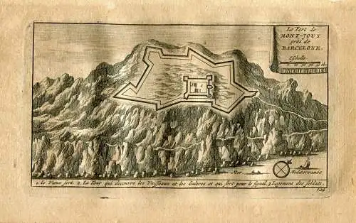 Castell De Montjuïc Al Segle Xviii. Gravat für Pieter Van der Aa IN 1715