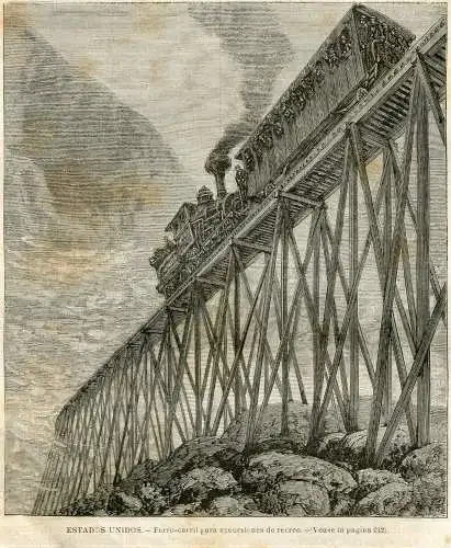 United States Eisenbahn für Wandern De Recreo. Gravierkunst 1880