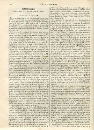 United States Eisenbahn für Wandern De Recreo. Gravierkunst 1880