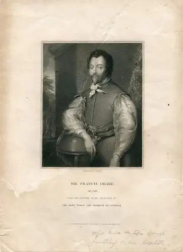Portrait De Sir Francis Drake, Gravierkunst Bei J.Cochran, 1849