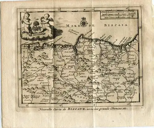 Novelle Carte De Biscaye.grabado Pieter Vander Aa (Alvarez Bienenhaus) IN 1715