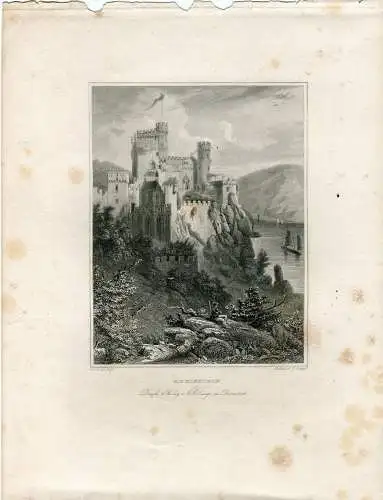 Alemania. Rheinstein Castle, Gravierkunst Bei J.Riegel De Ein Muster De L.Lange