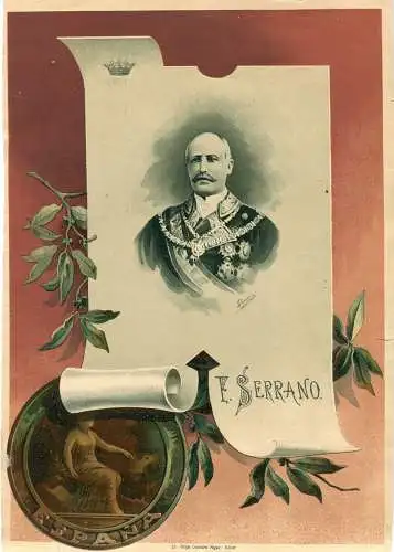 F.Serrano. Chromolithographie Bei Felipe Gonzalez Rot