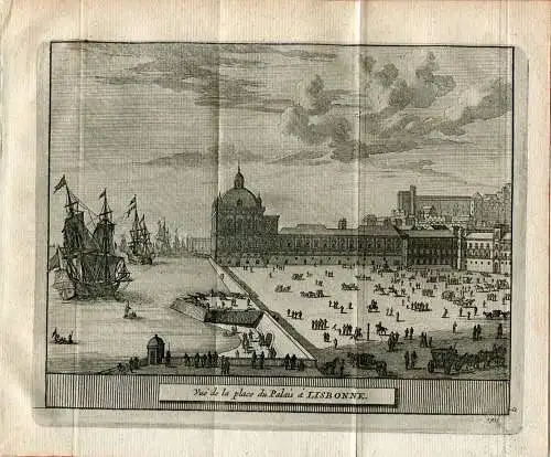 Portugal. / Vue De La Place Du Palais Á Libonne Gravierkunst 1715 Bei Alvarez De