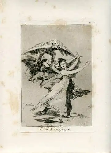 No Te Escaparás, Gravierkunst Nr 72 Original De Goya 5ª Ausgabe (1881-1886)