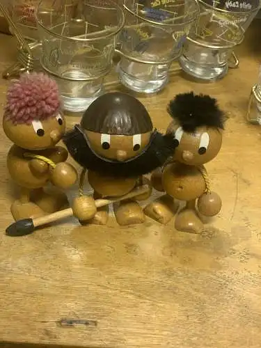 Mid Century 50 60 er Jahre DDR Volkskunst Vintage Holz Teak Figuren 