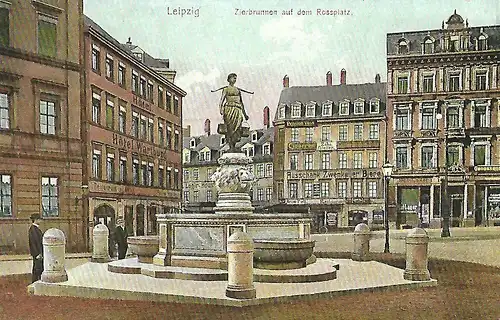 AK Leipzig. Zierbrunnen auf dem Rossplatz. ca.1907, Verlag G. Friedrich