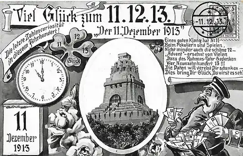 AK Leipzig. Viel Glück zum 11.12.13. ca.1913, Verlag Helff & Stein