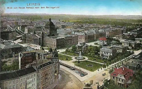 AK Leipzig. Blick vom Neuen Rathaus nach dem Reichsgericht. ca.1905