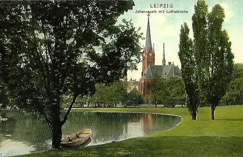 AK Leipzig. Johannapark mit Lutherkirche. ca.1908