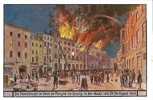 AK Die Feuerbrunst im Hotel de Pologne zu Leipzig in der Nacht vom 29.-30.August