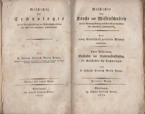 Buch: Geschichte der Künste und Wissenschaften. Dritter Band. Poppe. 1811