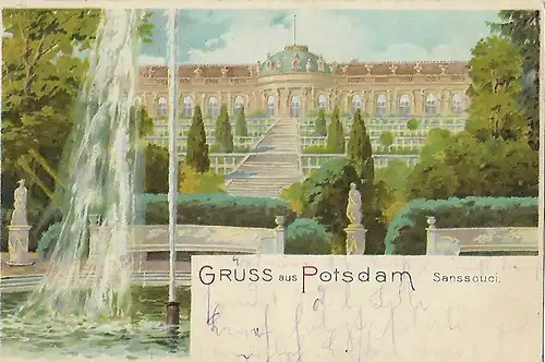 AK Gruss aus Potsdam. Sanssouci. ca. 1901, Postkarte, gut