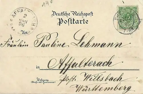 AK Gruss aus Potsdam. Schloss Babelsberg. ca. 1896, Postkarte, gut
