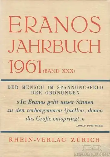 Buch: Eranos-Jahrbuch 1961, Fröbe-Kapteyn, Olga. 1962, Rhein-Verlag 31767