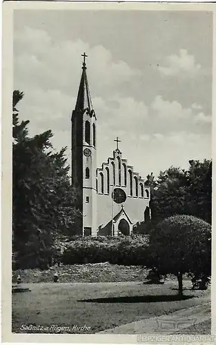 AK Saßnitz a. Rügen. Kirche. ca. 1952, Postkarte. Serien Nr, ca. 1952