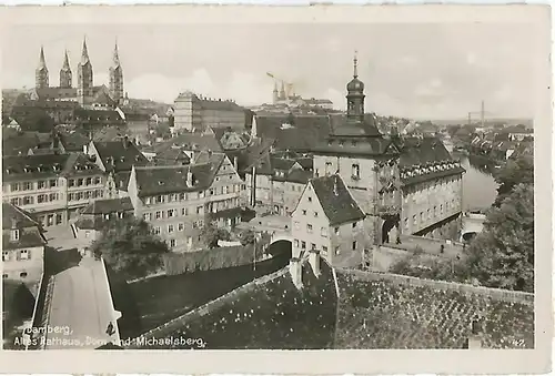 AK Bamberg. Altes Rathaus. Dom und Michaelsberg. ca. 1933, Postkarte. Ca. 1933