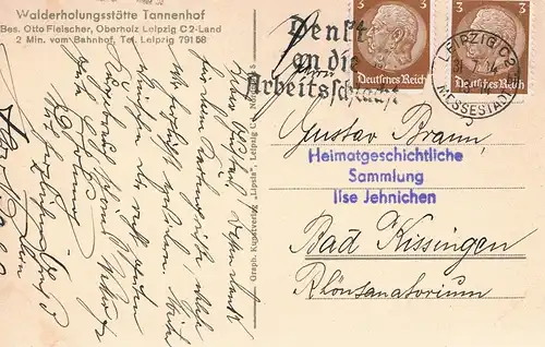 AK Walderholungsstätte Tannenhof Oberholz Leipzig C2-Land. ca. 1934, Postkarte