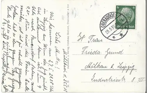 AK Mühlbach b. Oberaudorf m. Spitzstein. ca. 1938, Postkarte. Serien Nr