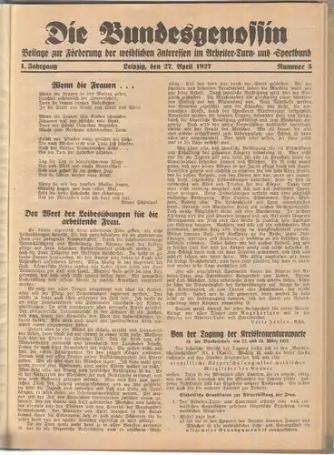 Die Bundesgenossin. 1. Jahrgang, 1927, Nummern 5-13 (27. April - 7... Kreuzburg