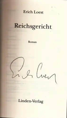 Buch: Reichsgericht, Loest, Erich. 2001, Linden-Verlag, Roman, gebraucht, gut