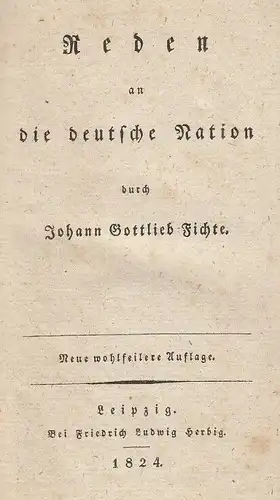 Buch: Reden an die Deutsche Nation durch (...), Fichte, Johann Gottlieb. 1824