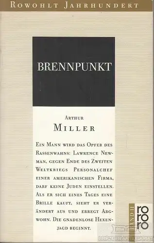 Buch: Brennpunkt, Miller, Arthur. Rowohlt Jahrhundert, 1987, gebraucht, gut