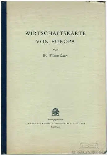 Buch: Wirtschaftskarte von Europa, William-Olsson, W. 1953, gebraucht, gut
