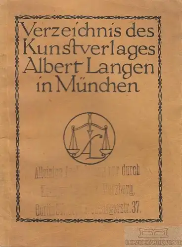 Buch: Verzeichnis des Kunstverlages Albert Langen in München. 1910