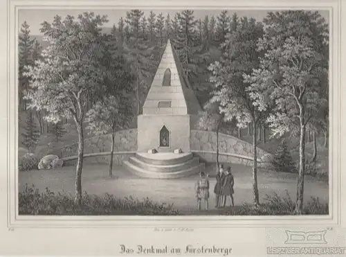 Das Denkmal am Fürstenberge bei Grünhayn. Original-Lithographie. Grafik... Arldt