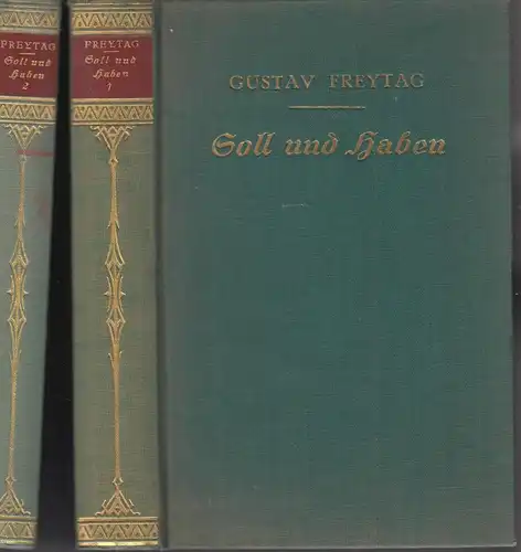 Buch: Soll und Haben, Freytag, Hesse & Becker, Leipzig, 6 Bücher in 2 Büchern