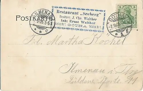 AK Gruss vom Seeberg.Restaurant Seeberg. ca. 1905, Postkarte. Ca. 1905