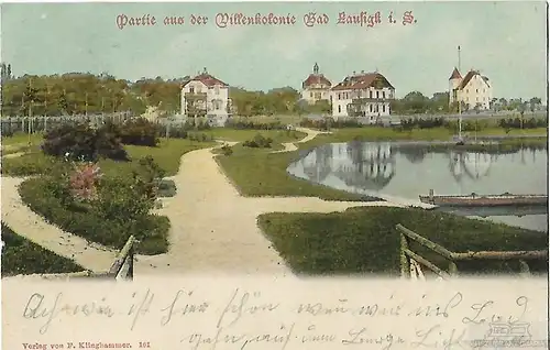 AK Partie an der Villenkolonie Bad Lausigk i.S. ca. 1903, Postkarte. Serien Nr