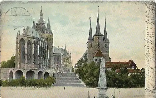 AK Erfurt. Dom und Severikirche. ca. 1910, Postkarte. Serien Nr, ca. 1910