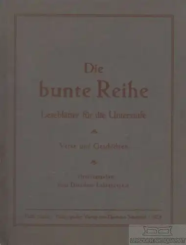 Buch: Die bunte Reihe. 1924, Pädagogischer Verlag Hermann Schröedel